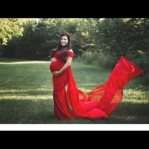 Royal Blue Mermaid w/chiffon Train Maternity Dress